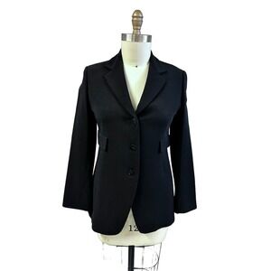VTG Donna Karan Signature Black Wool Blazer 3 Button Classic Sz 8